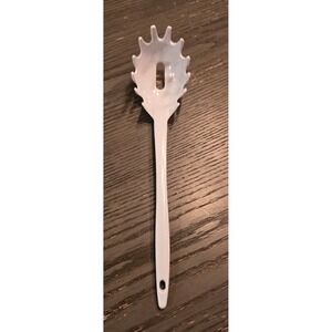 Vintage EKCO White Spaghetti Server Ladle‎ Slotted Spoon 12 inches